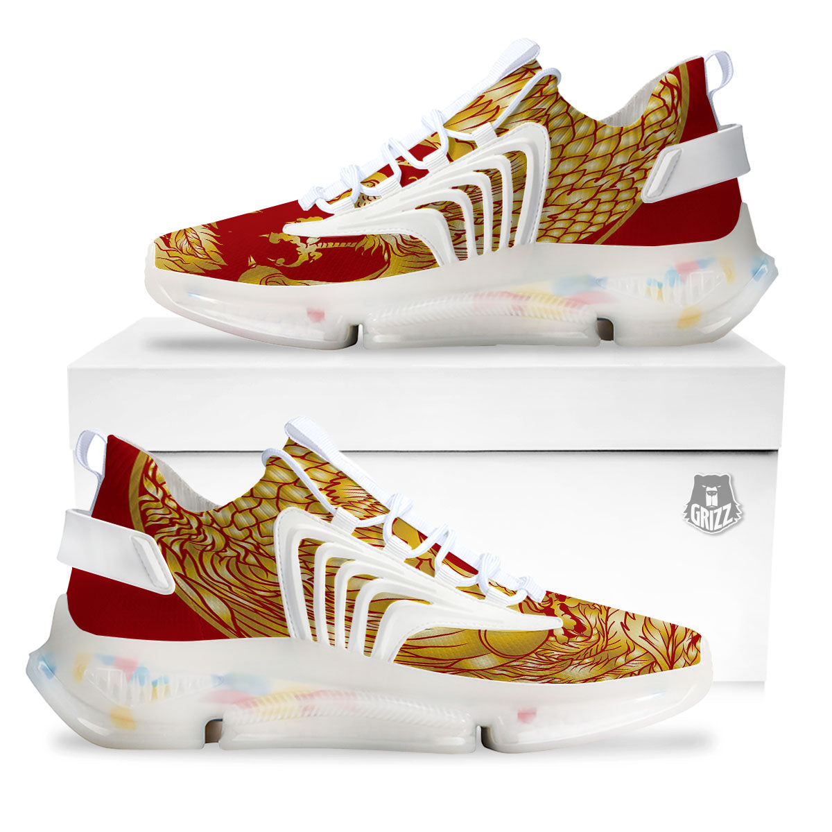 Phoenix Japanese Print White Gym Shoes-grizzshop
