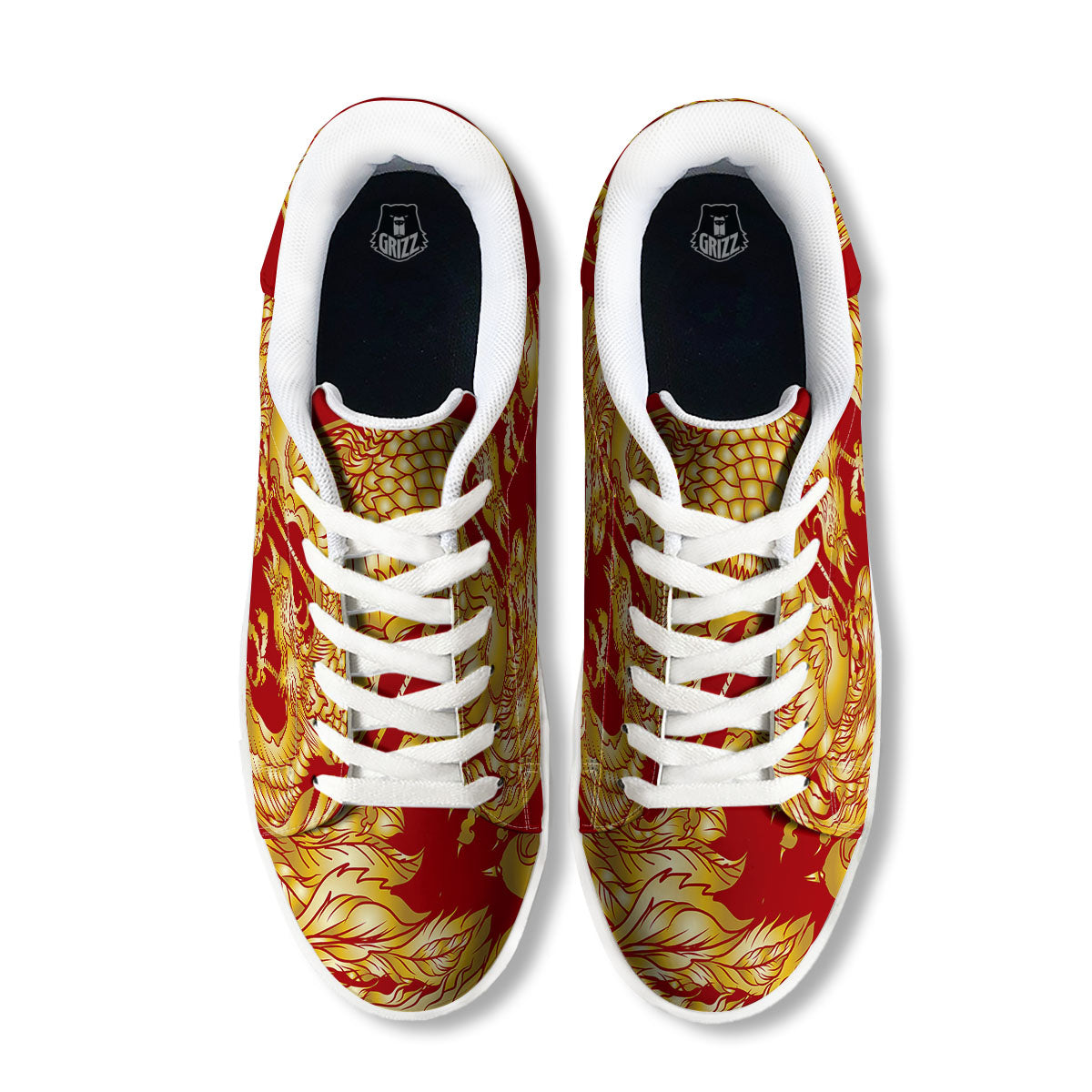 Phoenix Japanese Print White Low Top Sneakers-grizzshop