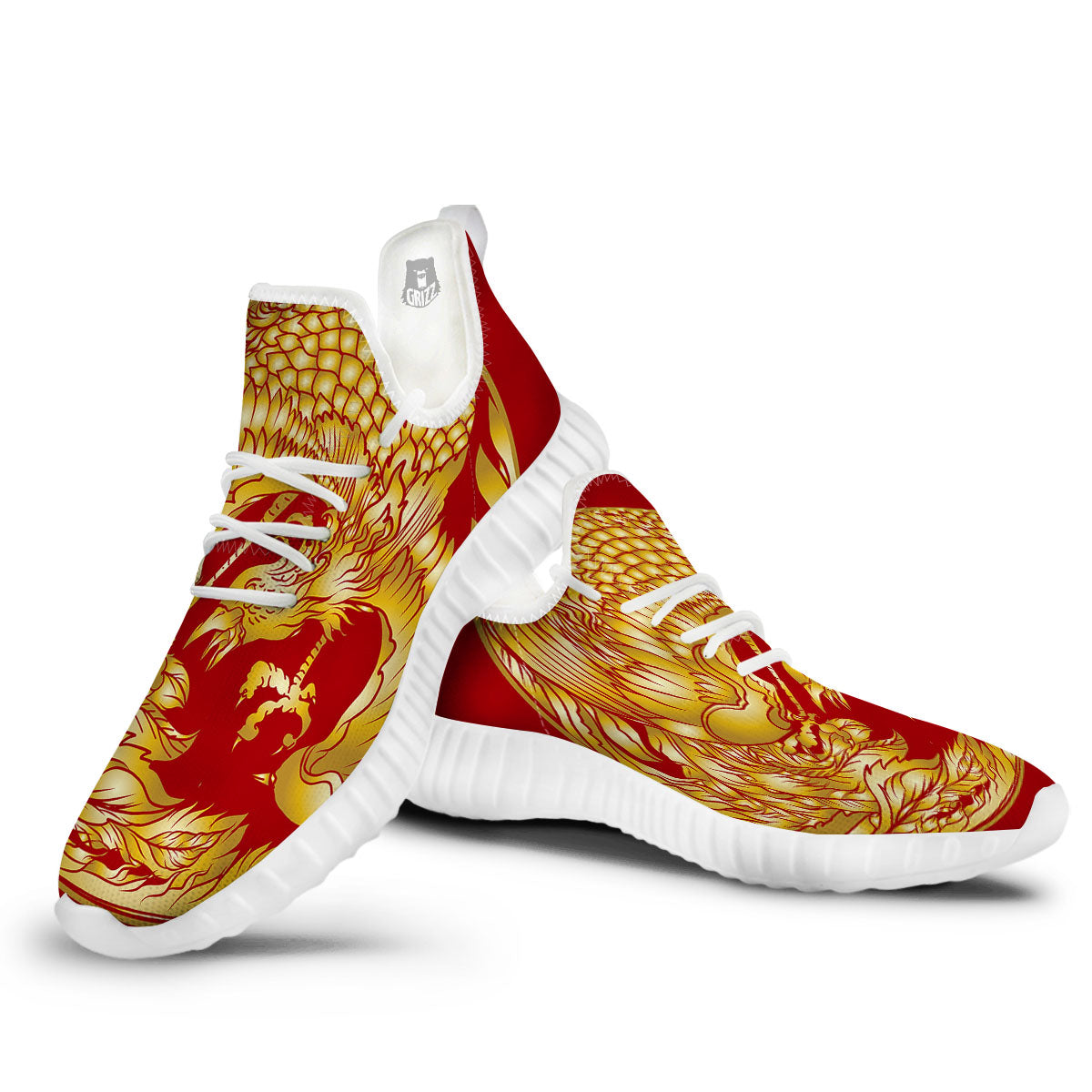 Phoenix Japanese Print White Walking Shoes-grizzshop