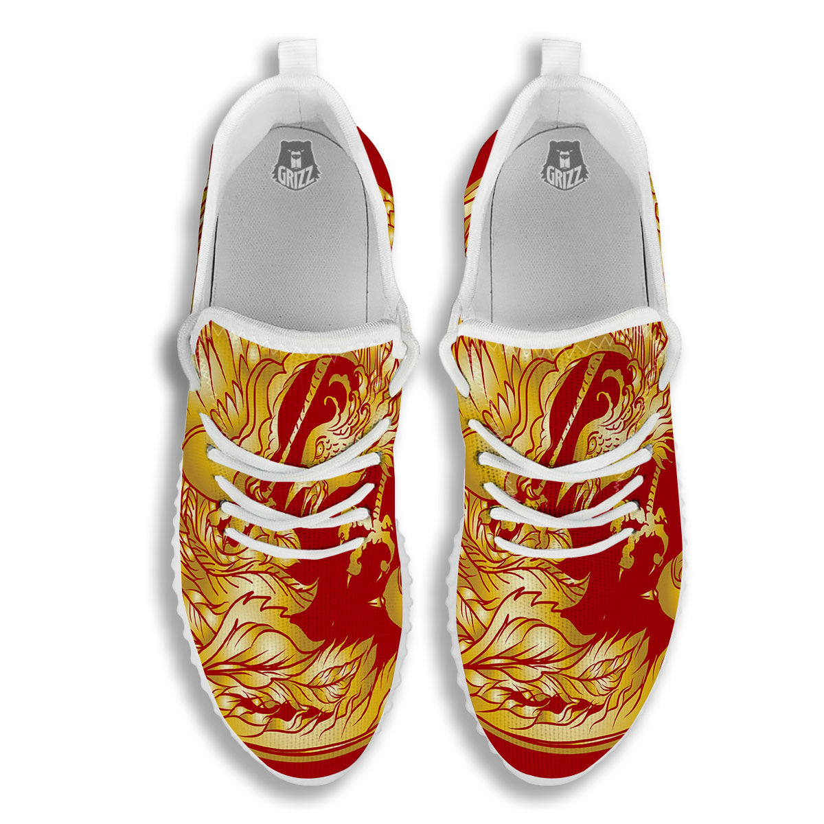 Phoenix Japanese Print White Walking Shoes-grizzshop