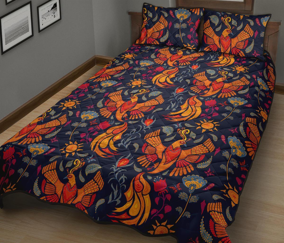 Phoenix Pattern Print Bed Set Quilt-grizzshop