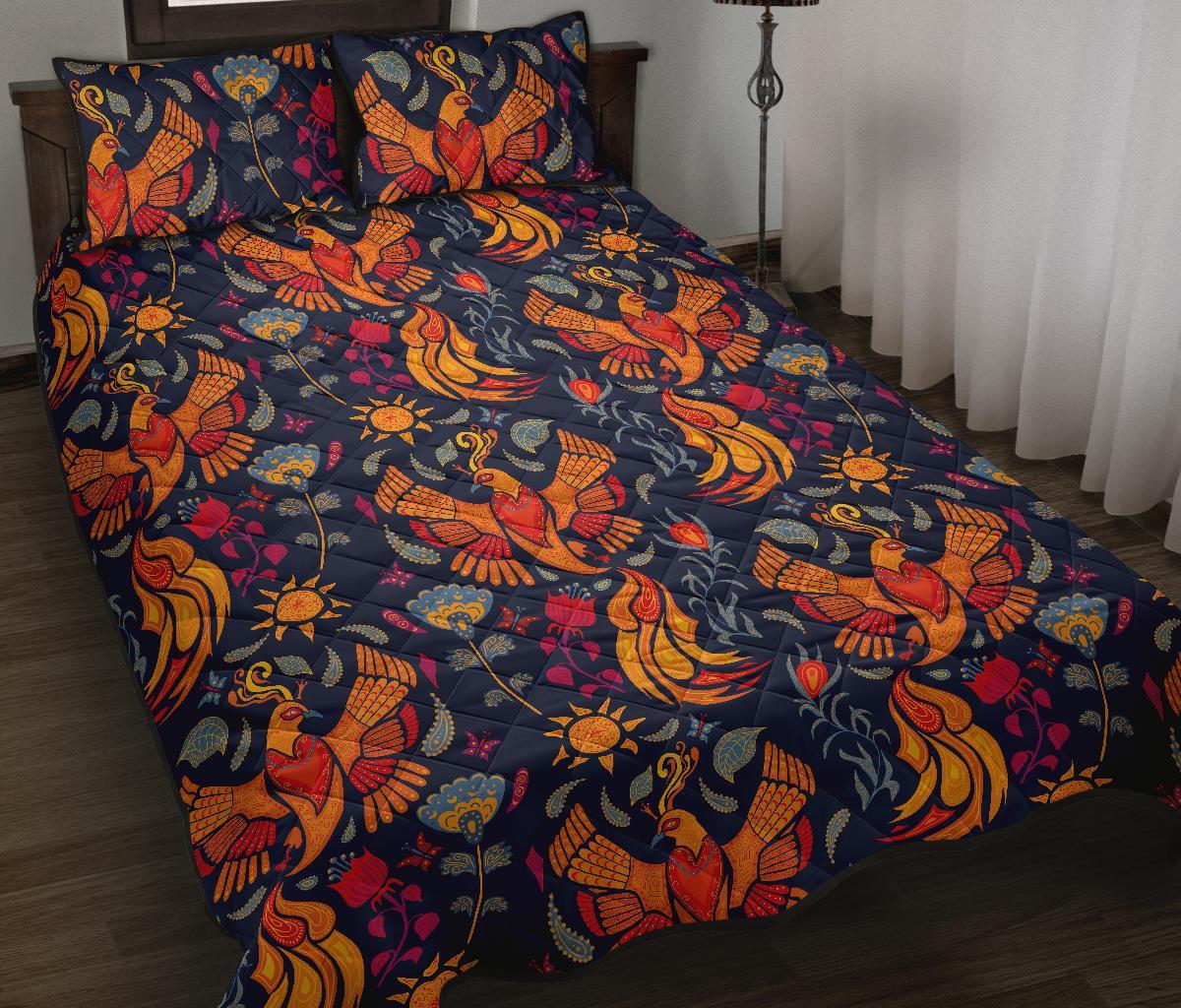 Phoenix Pattern Print Bed Set Quilt-grizzshop