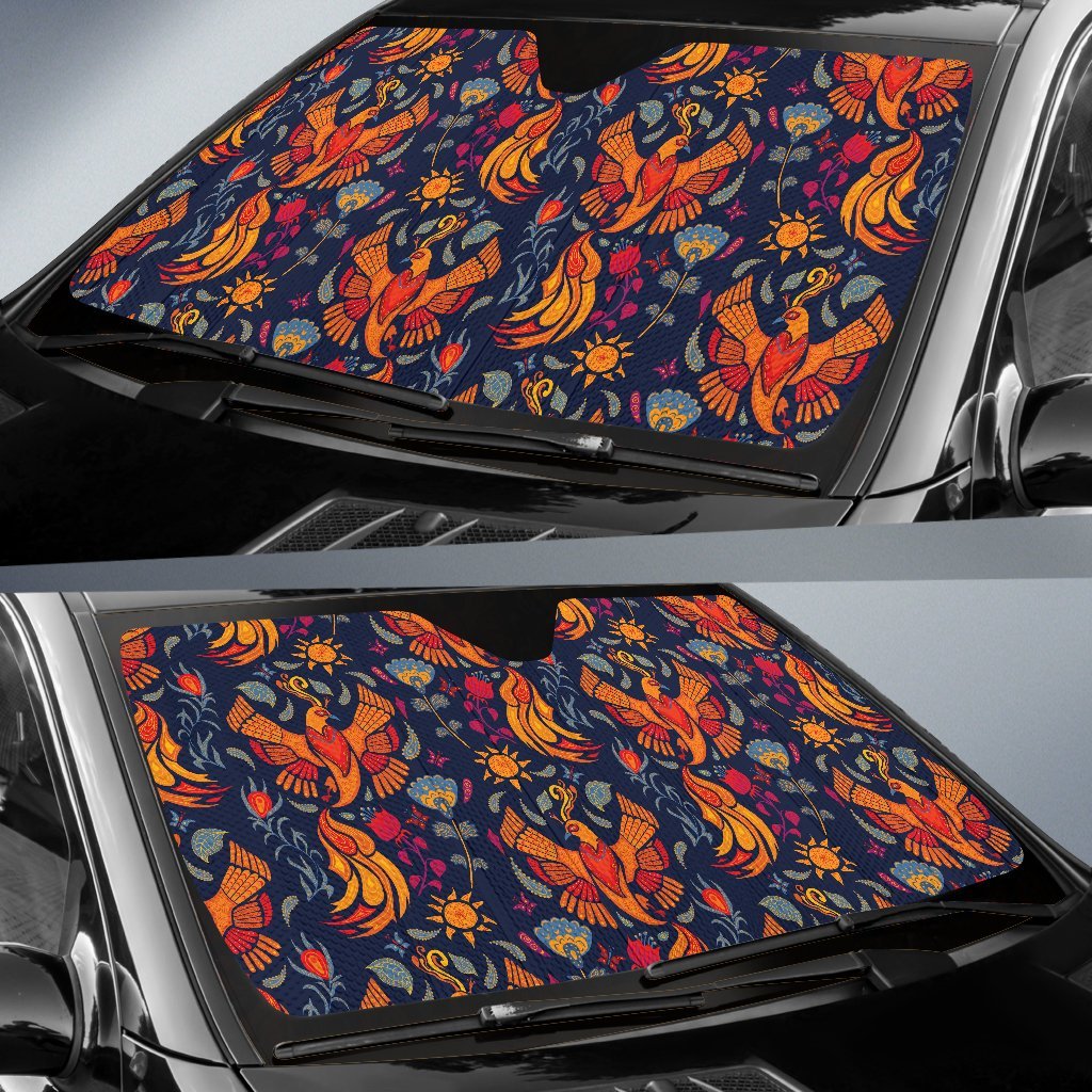 Phoenix Pattern Print Car Sun Shade-grizzshop