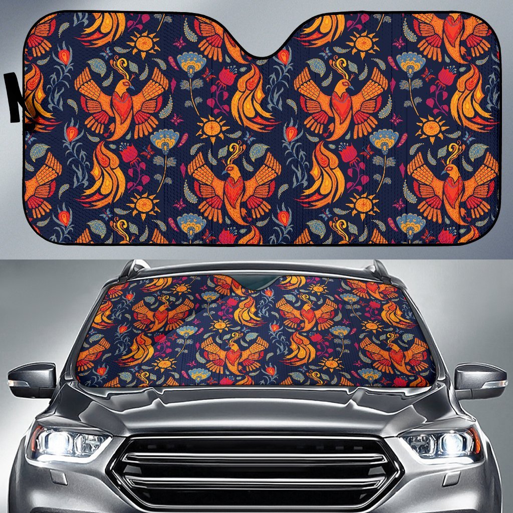 Phoenix Pattern Print Car Sun Shade-grizzshop