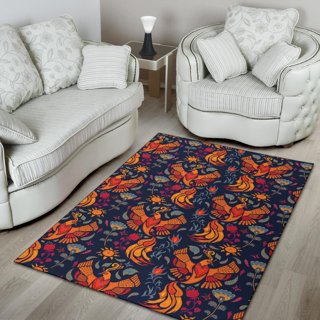 Phoenix Pattern Print Floor Mat-grizzshop