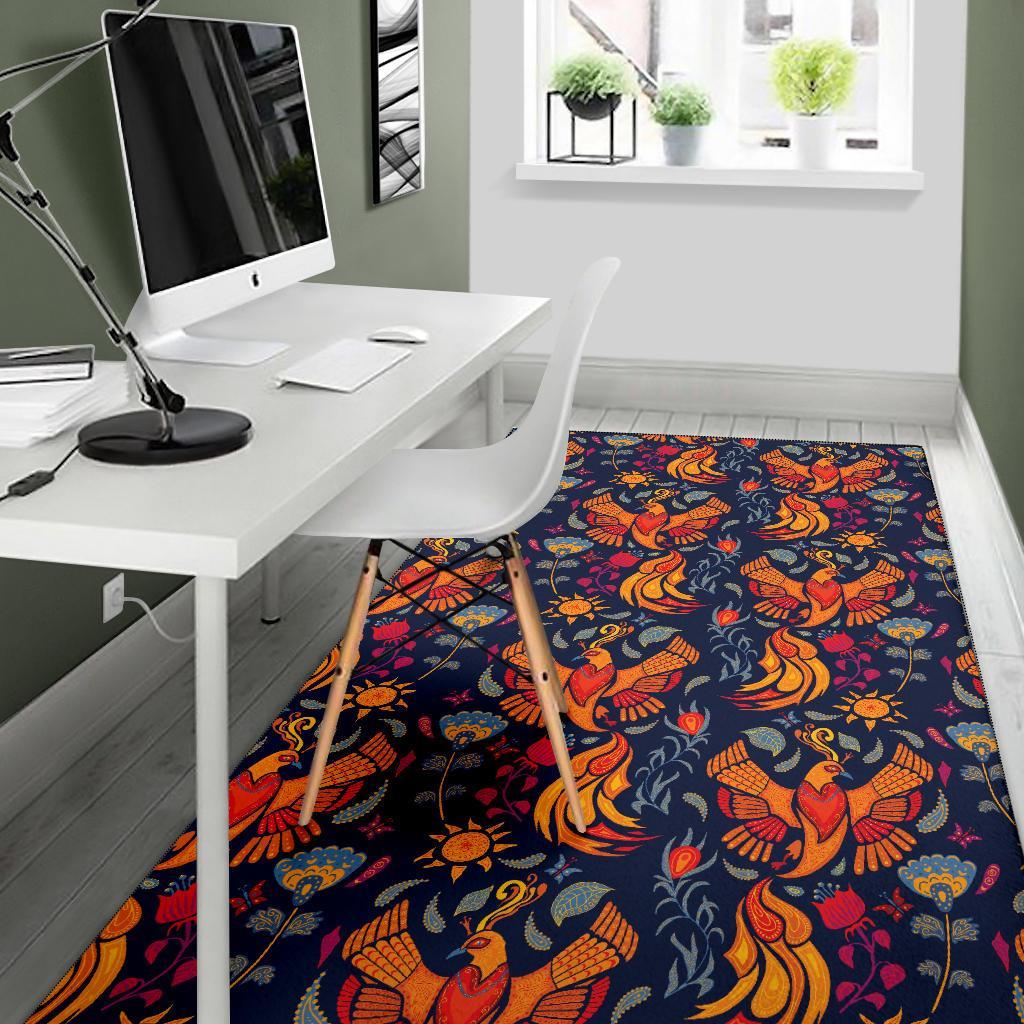 Phoenix Pattern Print Floor Mat-grizzshop