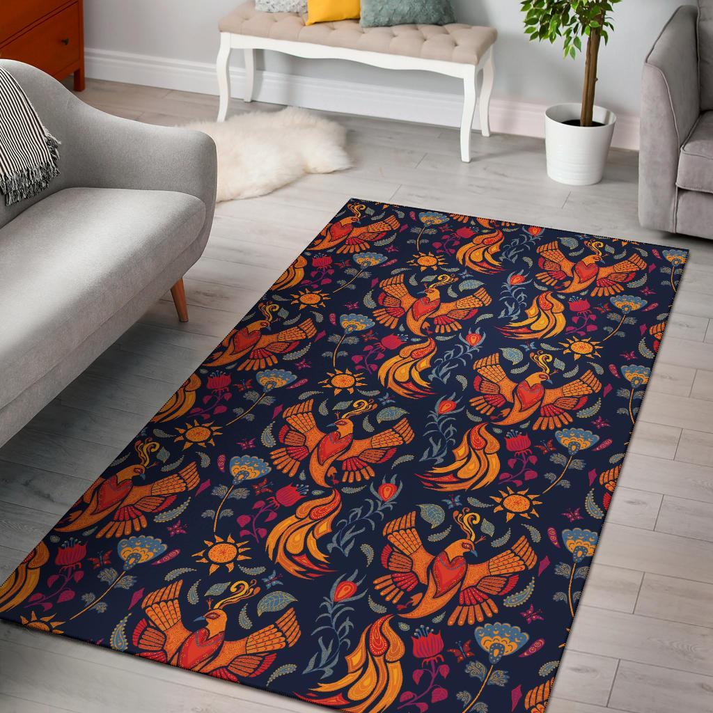 Phoenix Pattern Print Floor Mat-grizzshop