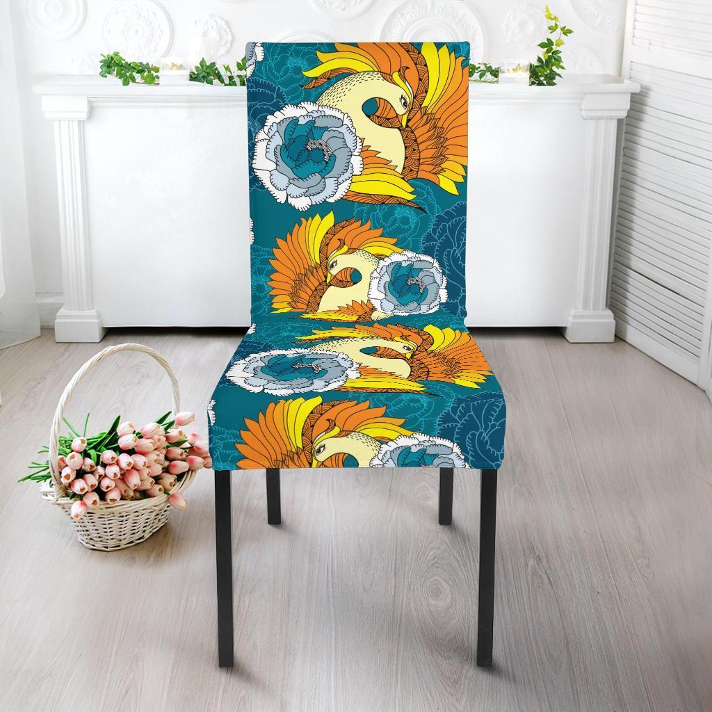 Phoenix Pattern Print Floral Chair Cover-grizzshop