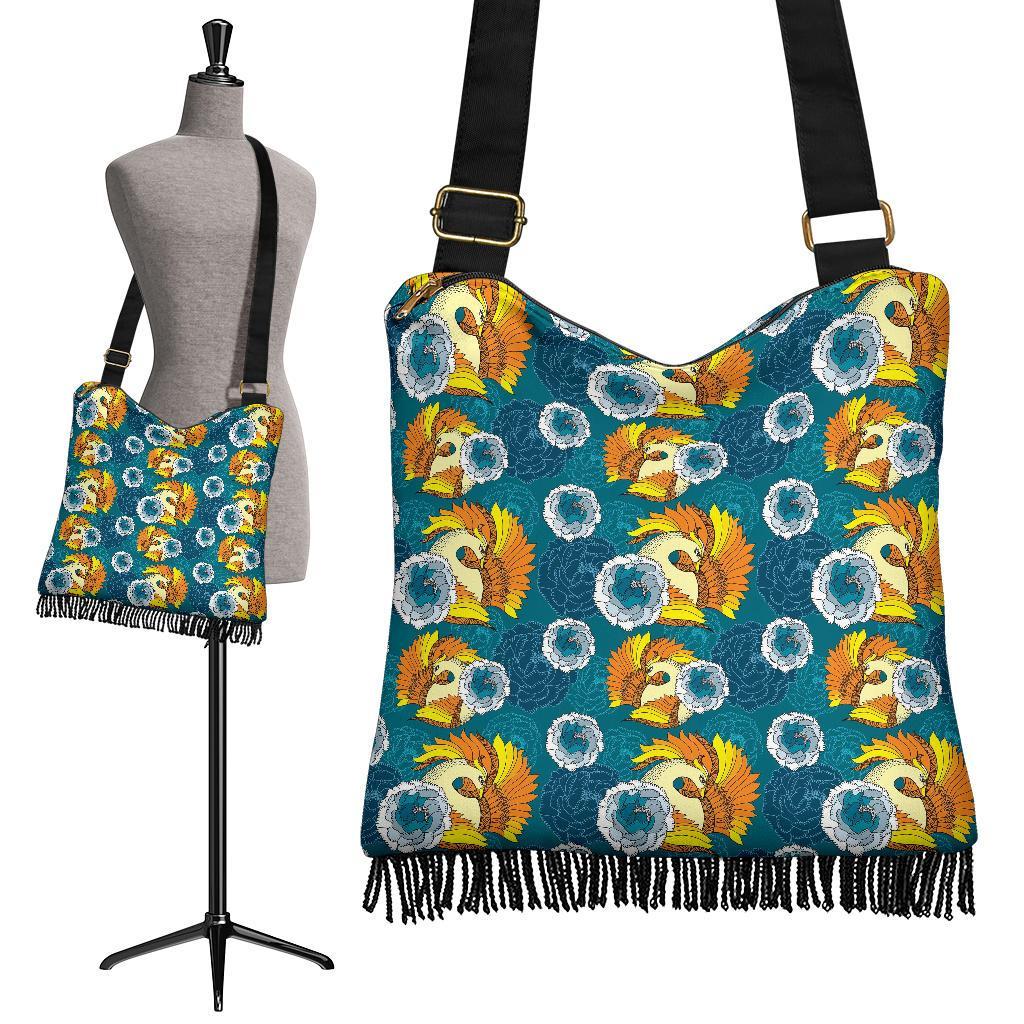 Phoenix Pattern Print Floral Crossbody bags-grizzshop