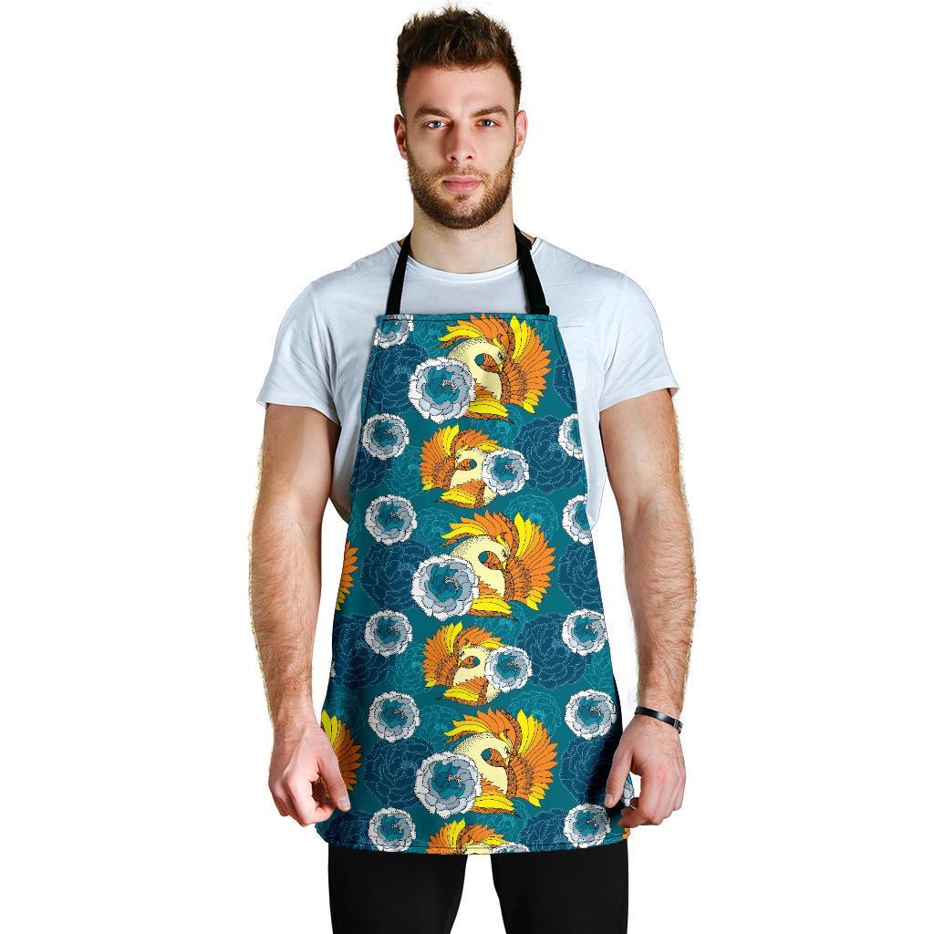 Phoenix Pattern Print Floral Men's Apron-grizzshop