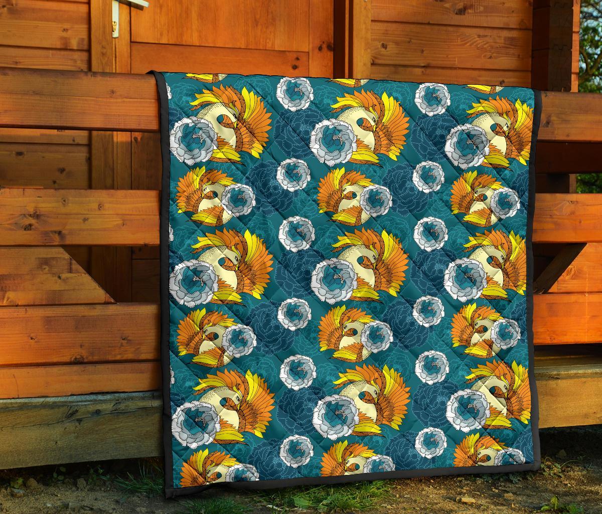 Phoenix Pattern Print Floral Quilt-grizzshop