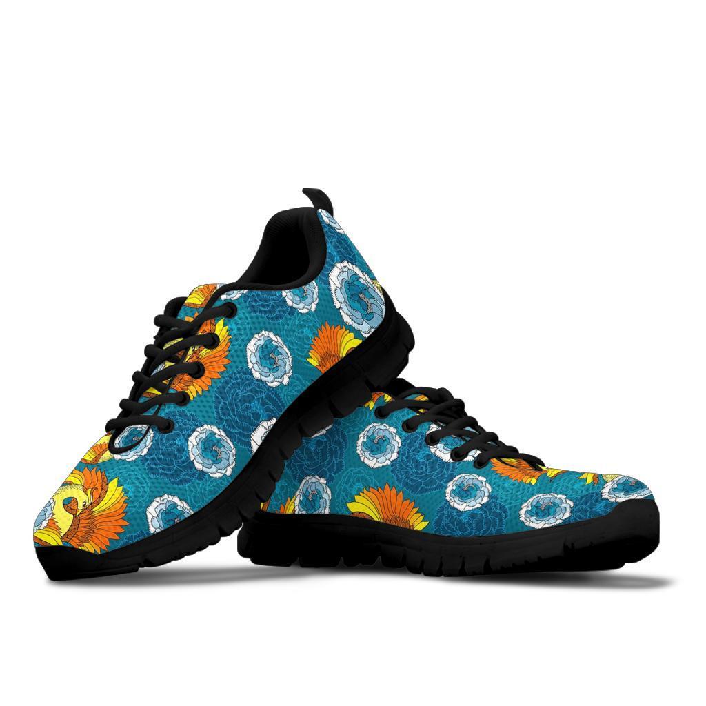 Phoenix Pattern Print Floral Sneaker Shoes For Men Women-grizzshop