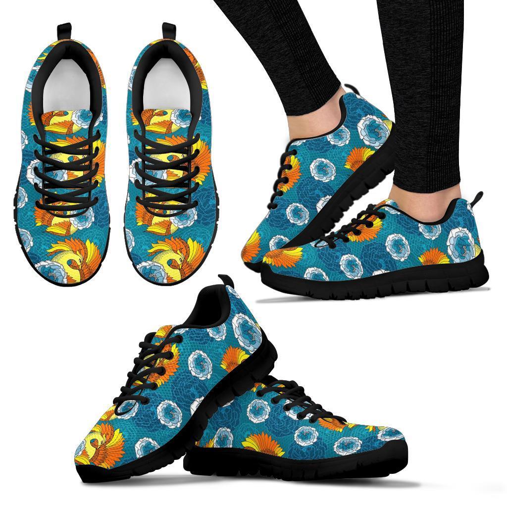 Phoenix Pattern Print Floral Sneaker Shoes For Men Women-grizzshop