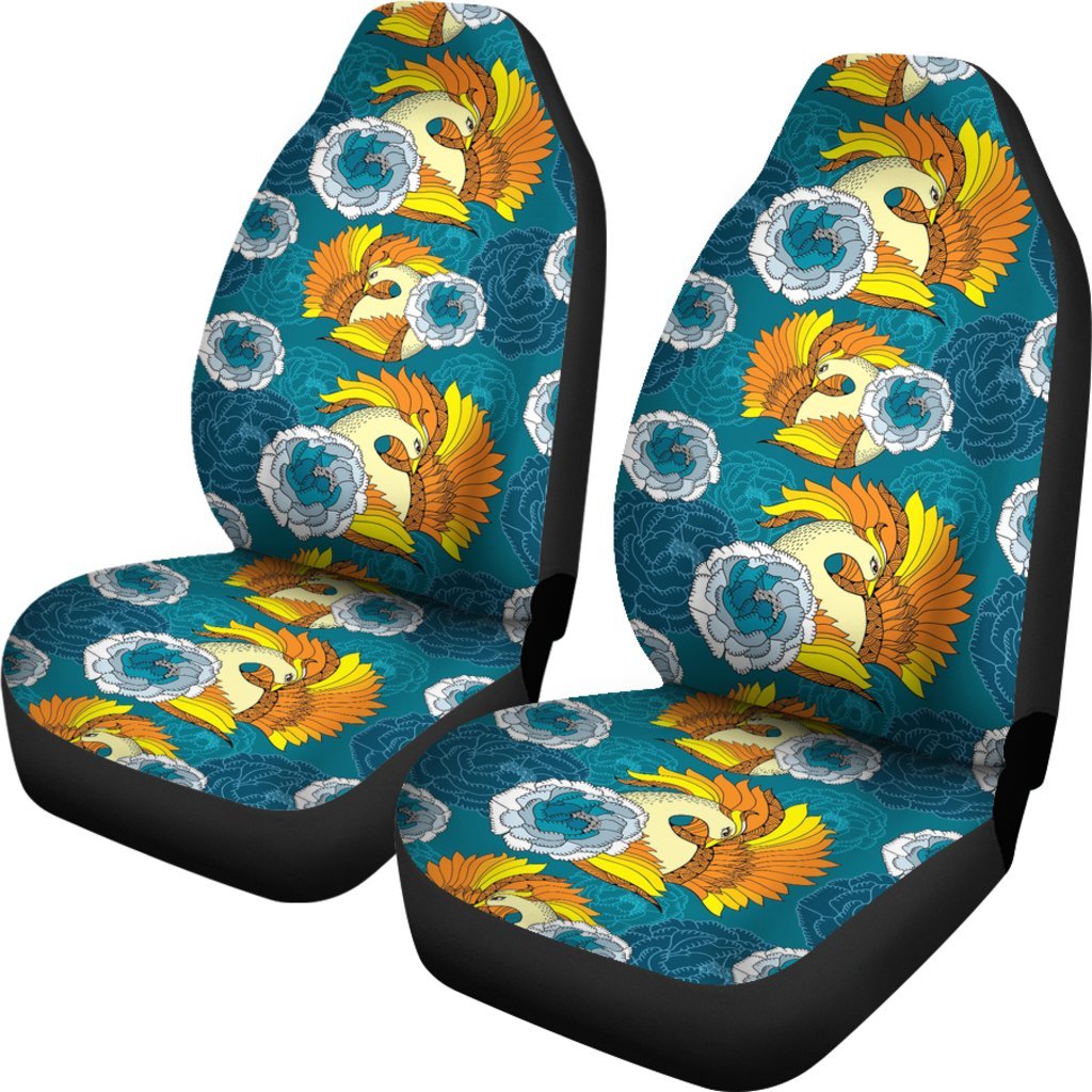 Phoenix Pattern Print Floral Universal Fit Car Seat Covers-grizzshop