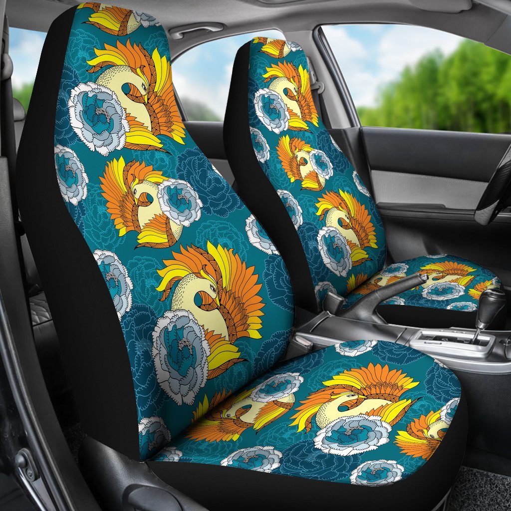 Phoenix Pattern Print Floral Universal Fit Car Seat Covers-grizzshop