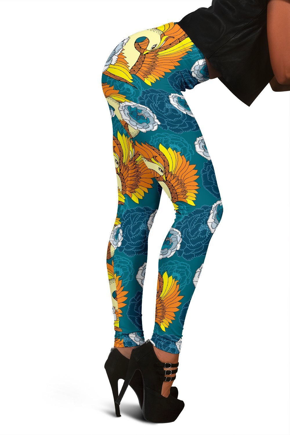 Phoenix Pattern Print Floral Women Leggings-grizzshop