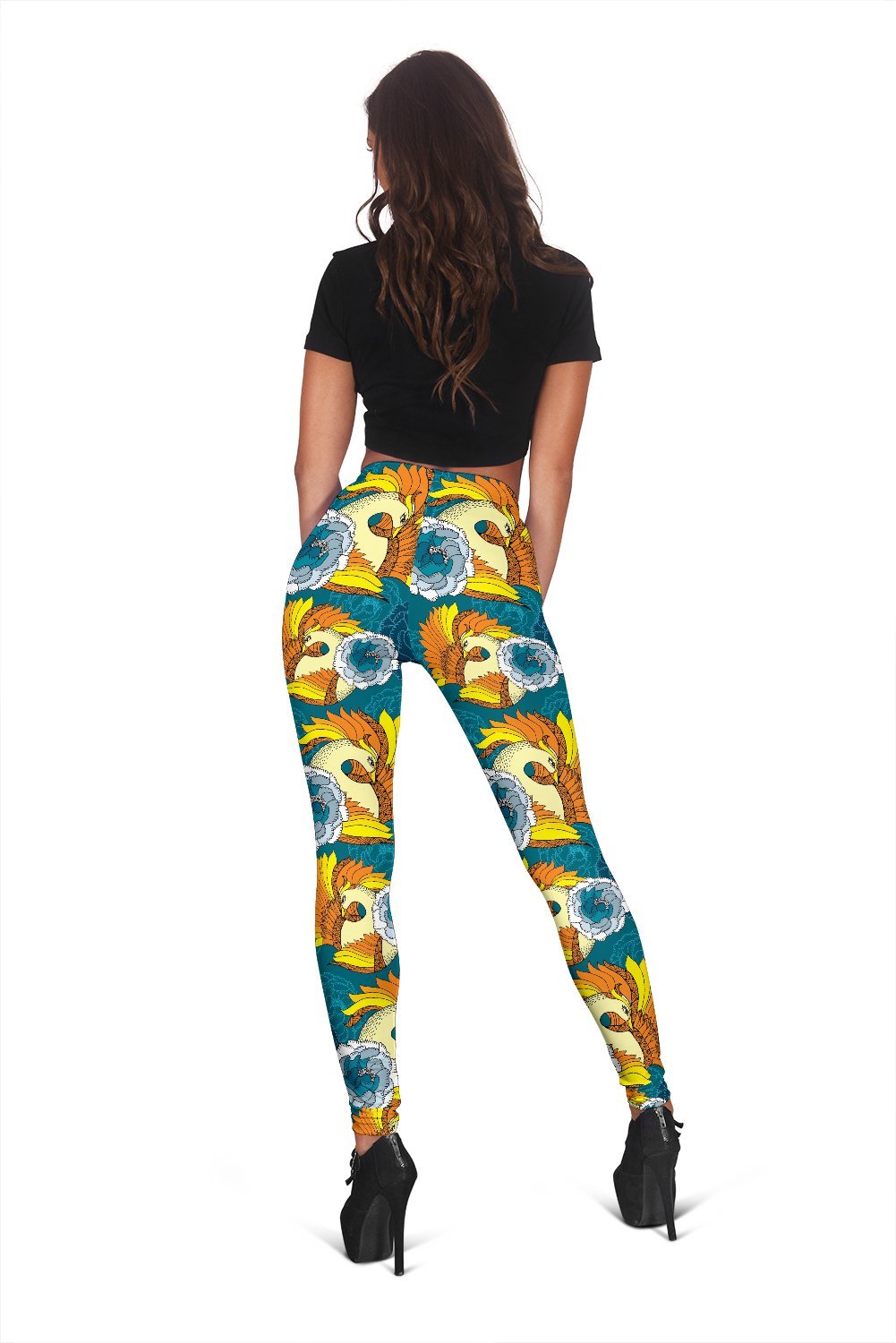 Phoenix Pattern Print Floral Women Leggings-grizzshop