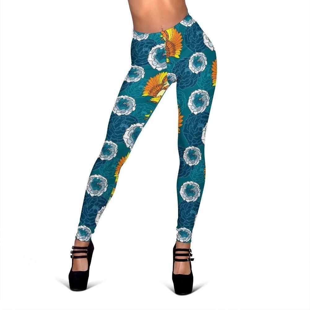 Phoenix Pattern Print Floral Women Leggings-grizzshop