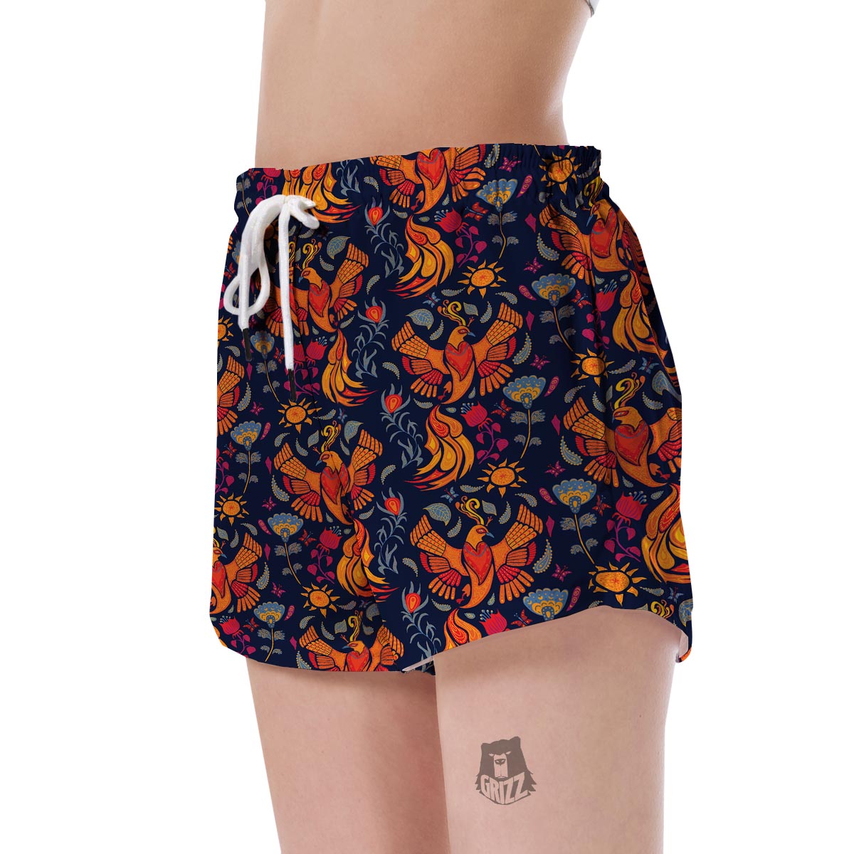 Phoenix Pattern Print Floral Women's Shorts-grizzshop