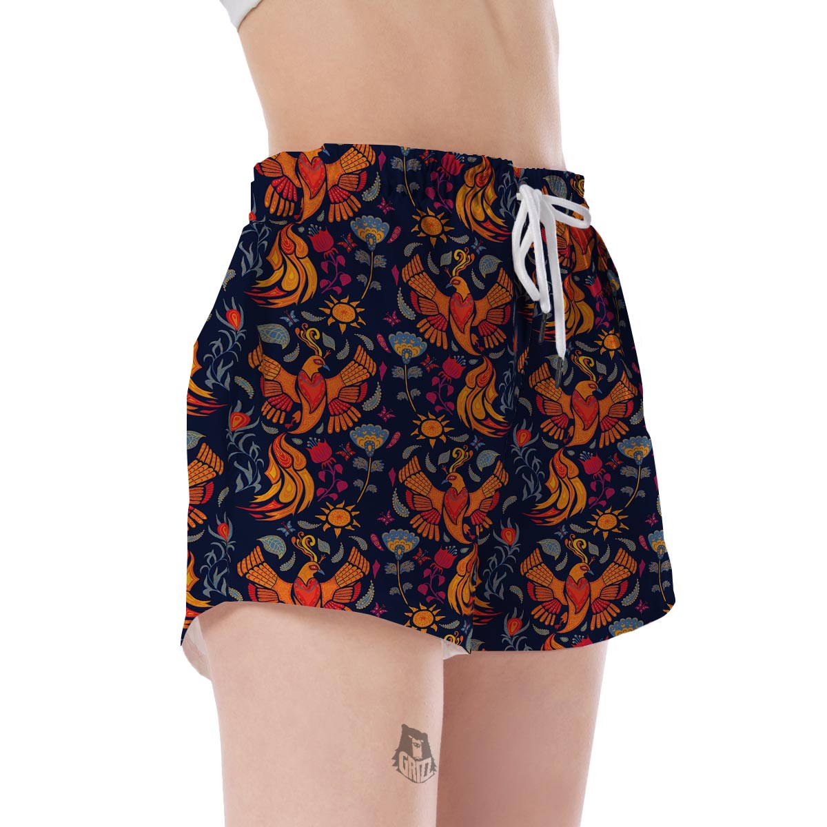 Phoenix Pattern Print Floral Women's Shorts-grizzshop