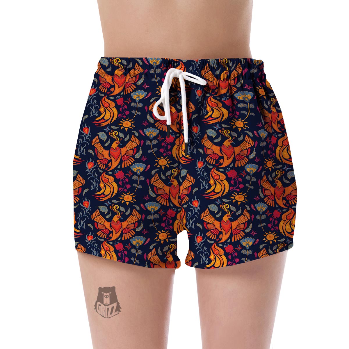 Phoenix Pattern Print Floral Women's Shorts-grizzshop