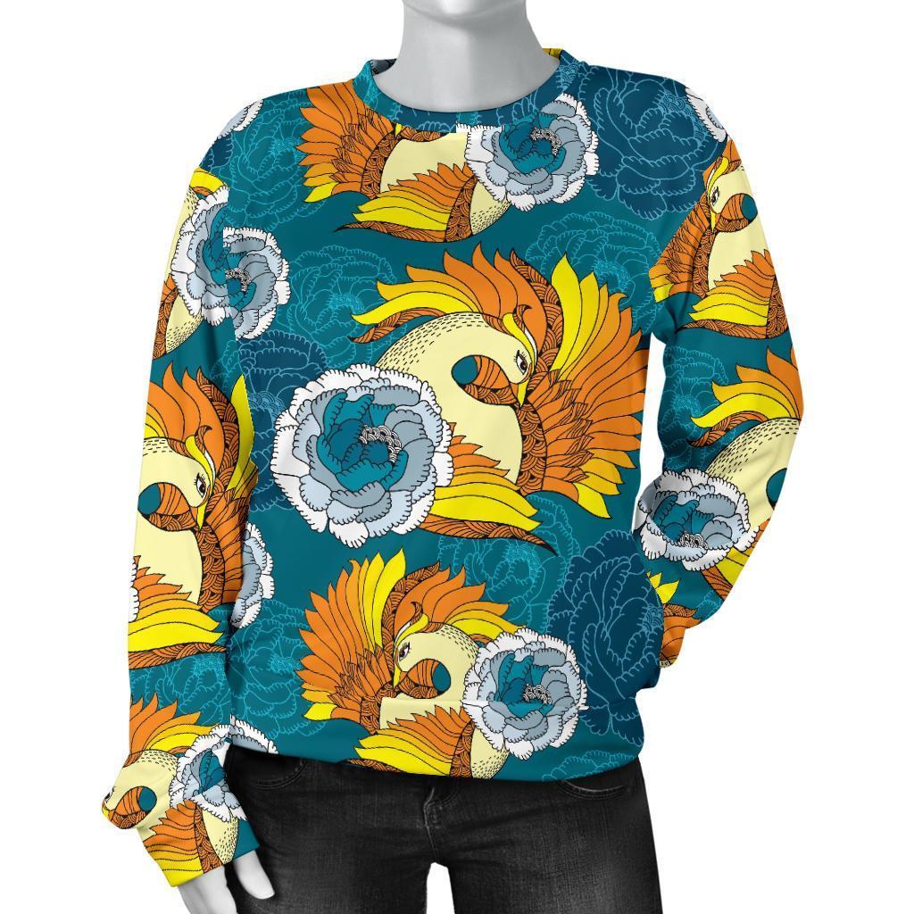 Phoenix Pattern Print Floral Women's Sweatshirt-grizzshop