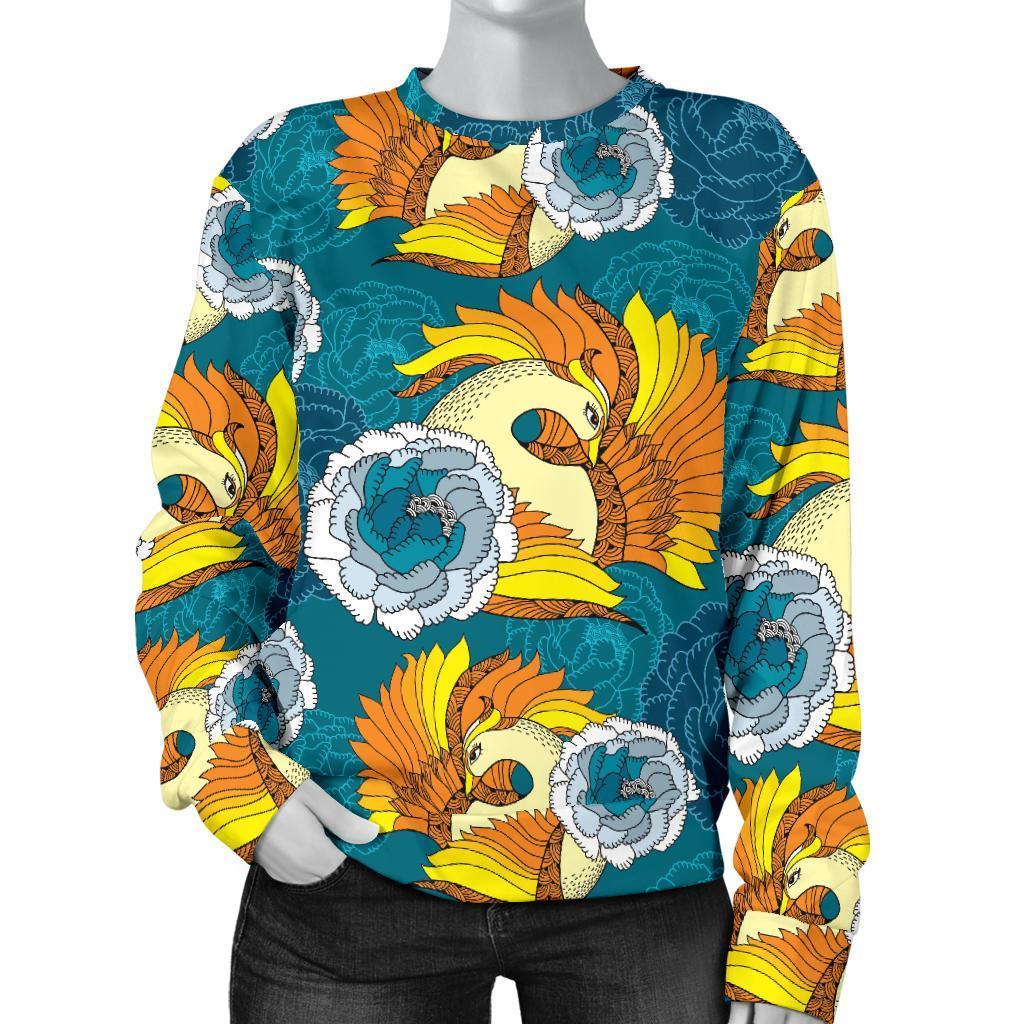 Phoenix Pattern Print Floral Women's Sweatshirt-grizzshop