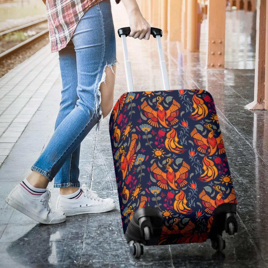 Phoenix Pattern Print Luggage Cover Protector-grizzshop