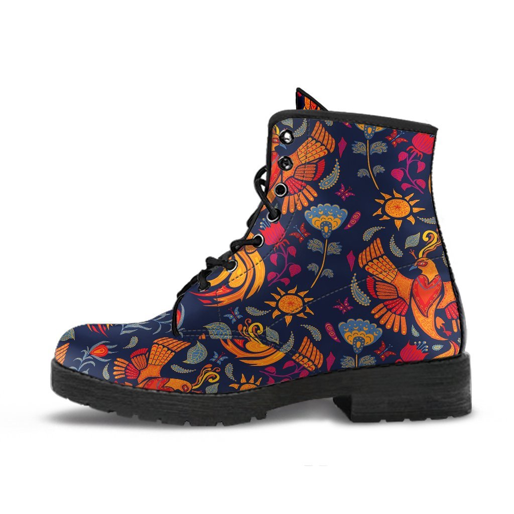 Phoenix Pattern Print Men Women Leather Boots-grizzshop