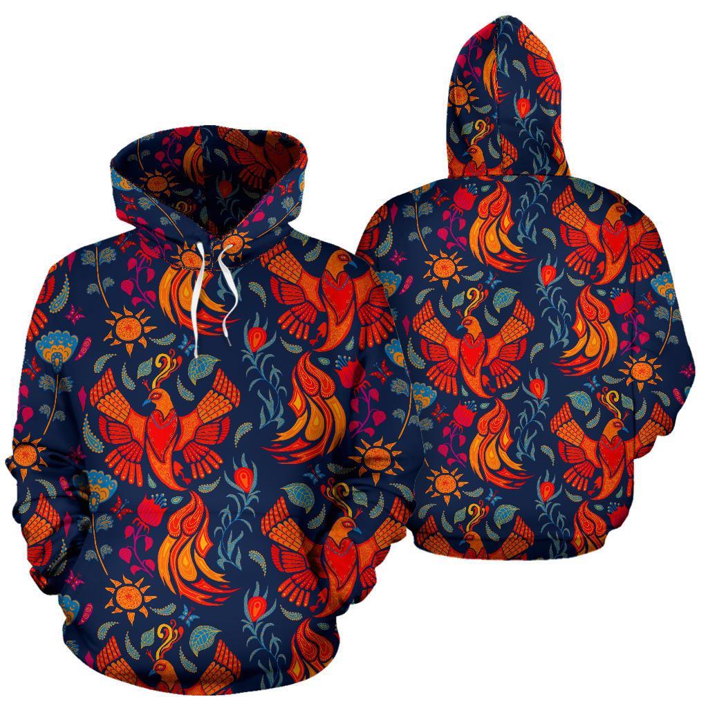 Phoenix Pattern Print Men Women Pullover Hoodie-grizzshop