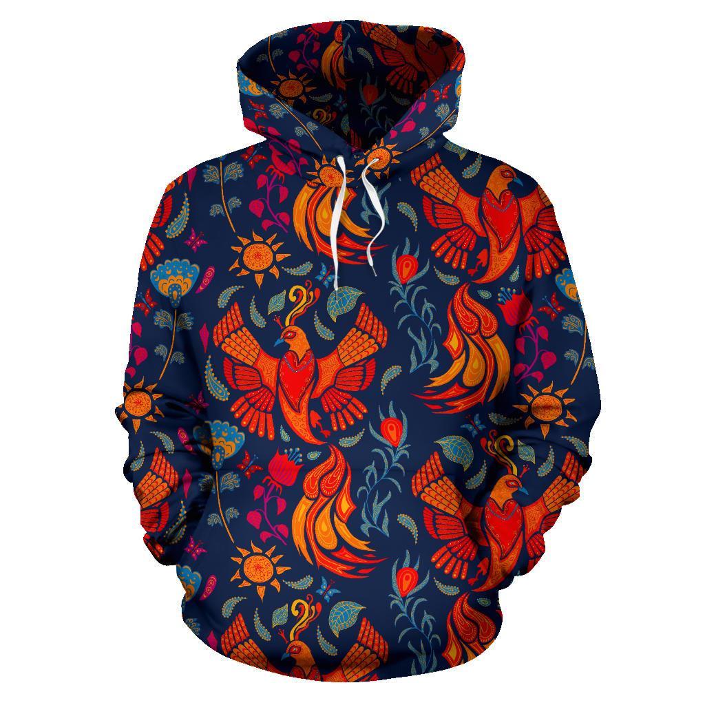 Phoenix Pattern Print Men Women Pullover Hoodie-grizzshop