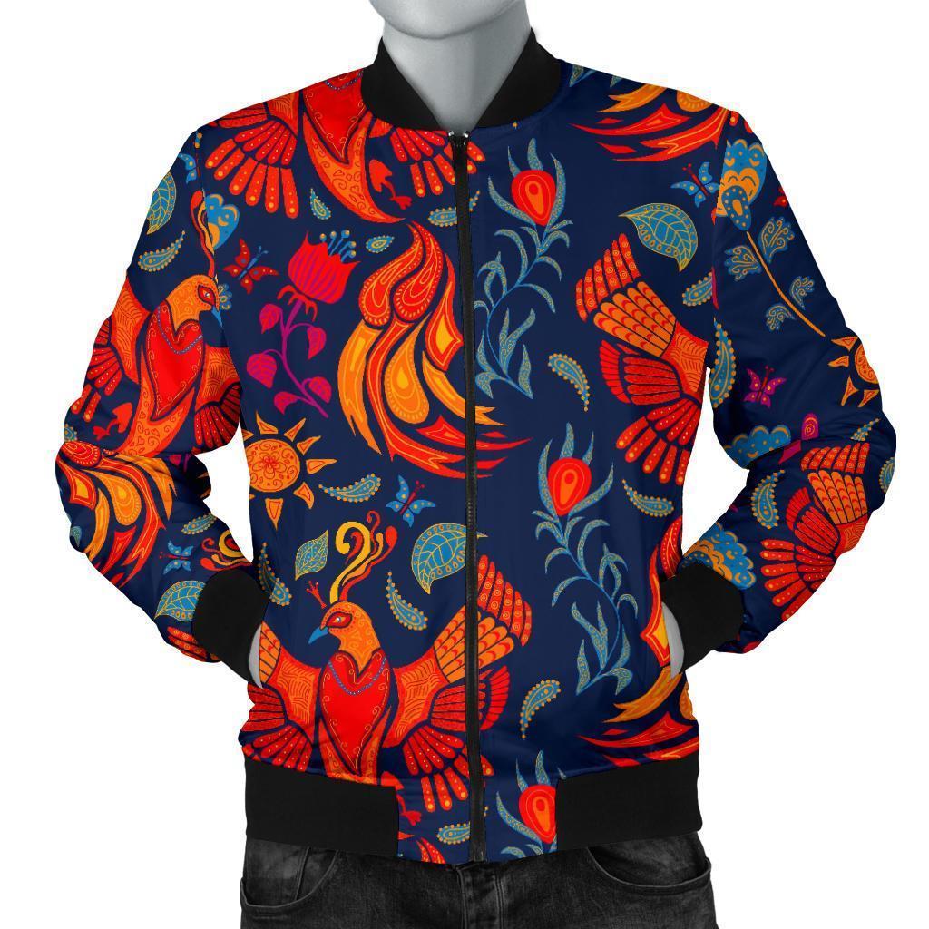 Phoenix Pattern Print Men's Bomber Jacket-grizzshop