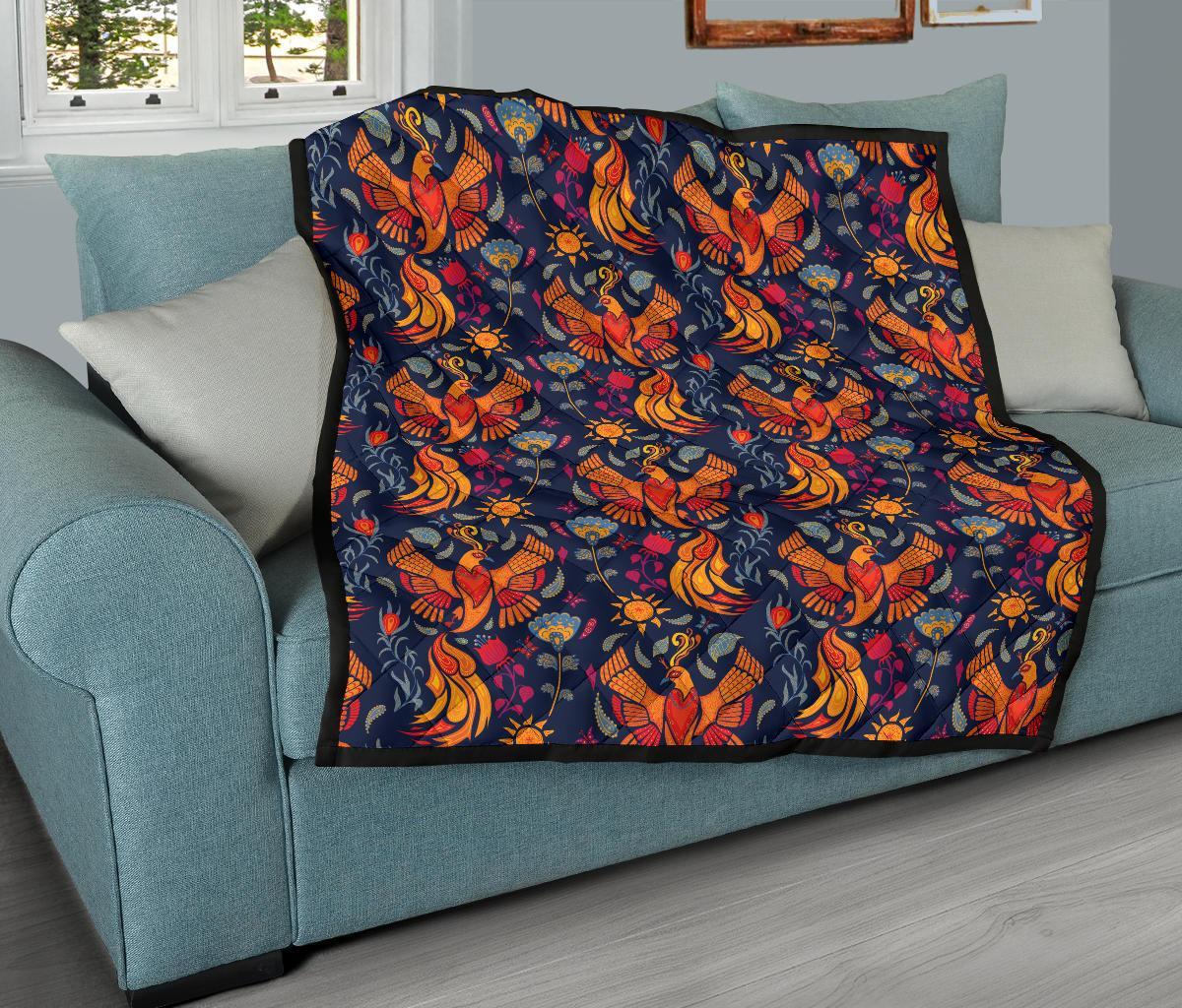 Phoenix Pattern Print Quilt-grizzshop