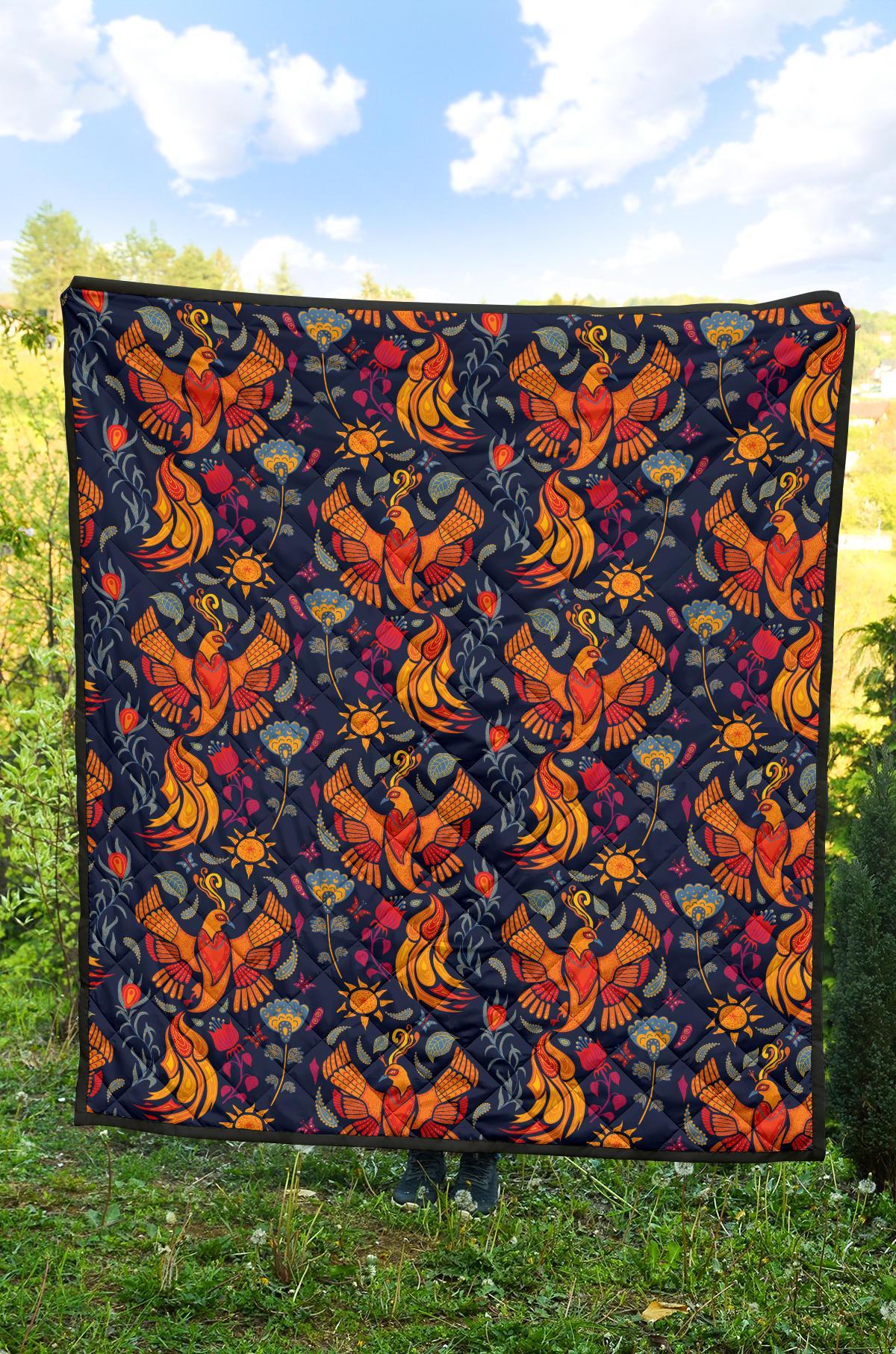 Phoenix Pattern Print Quilt-grizzshop