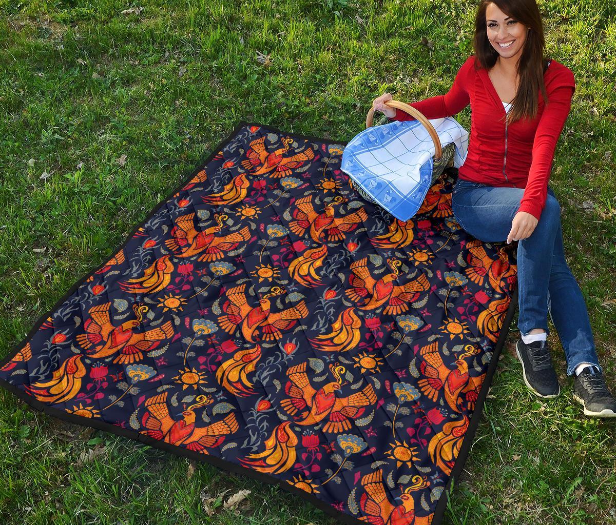 Phoenix Pattern Print Quilt-grizzshop