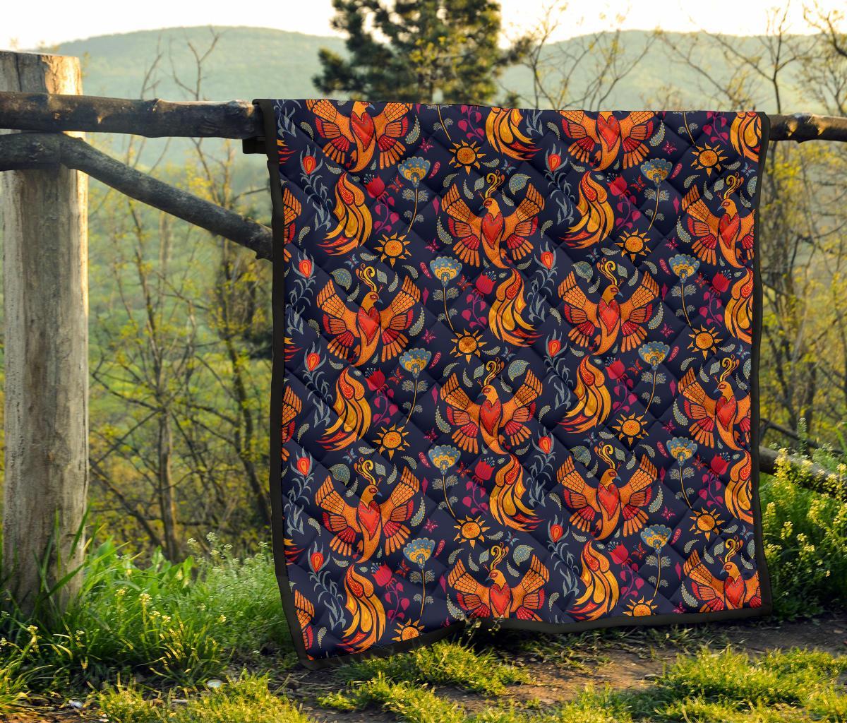 Phoenix Pattern Print Quilt-grizzshop