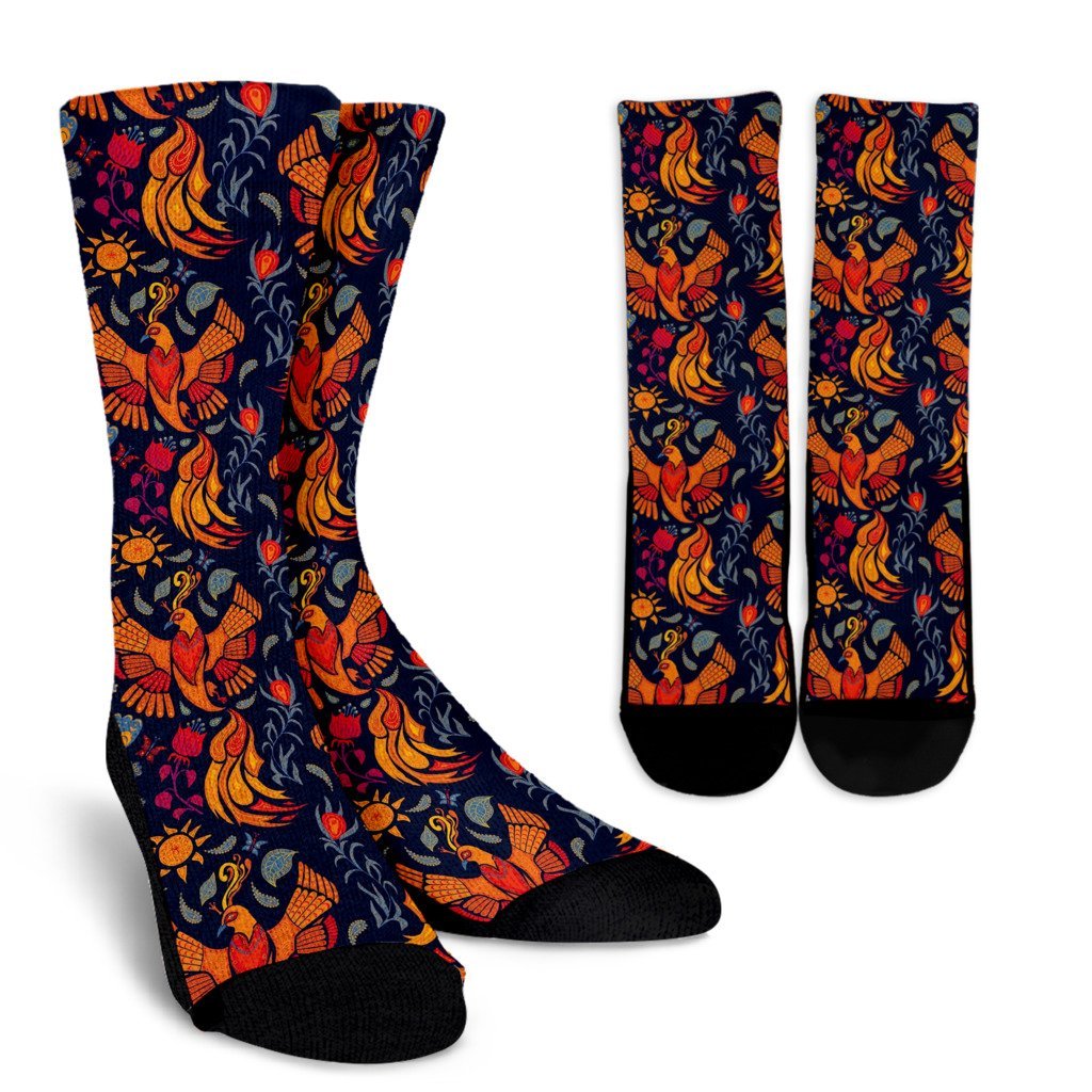 Phoenix Pattern Print Unisex Crew Socks-grizzshop