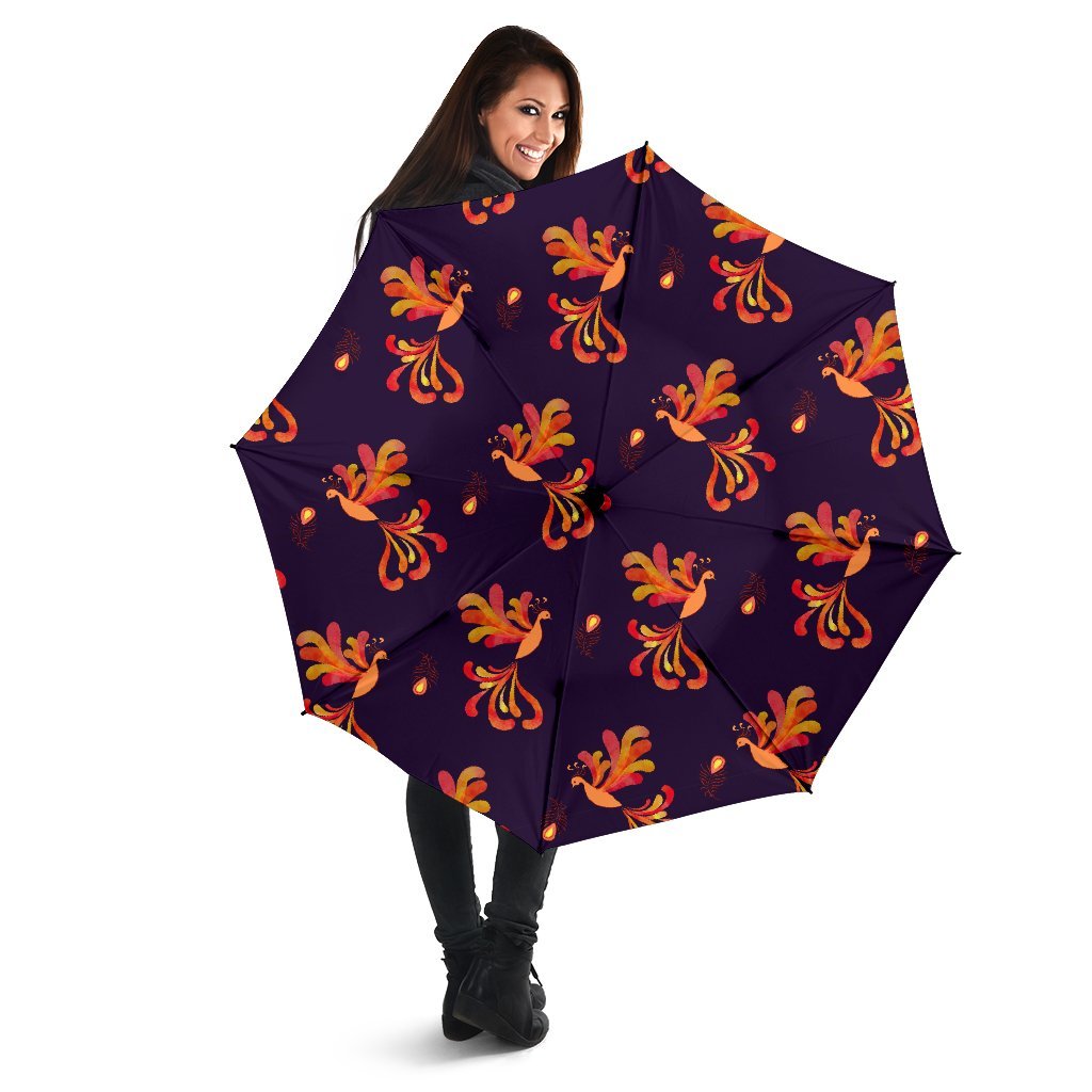 Phoenix Print Pattern Automatic Foldable Umbrella-grizzshop