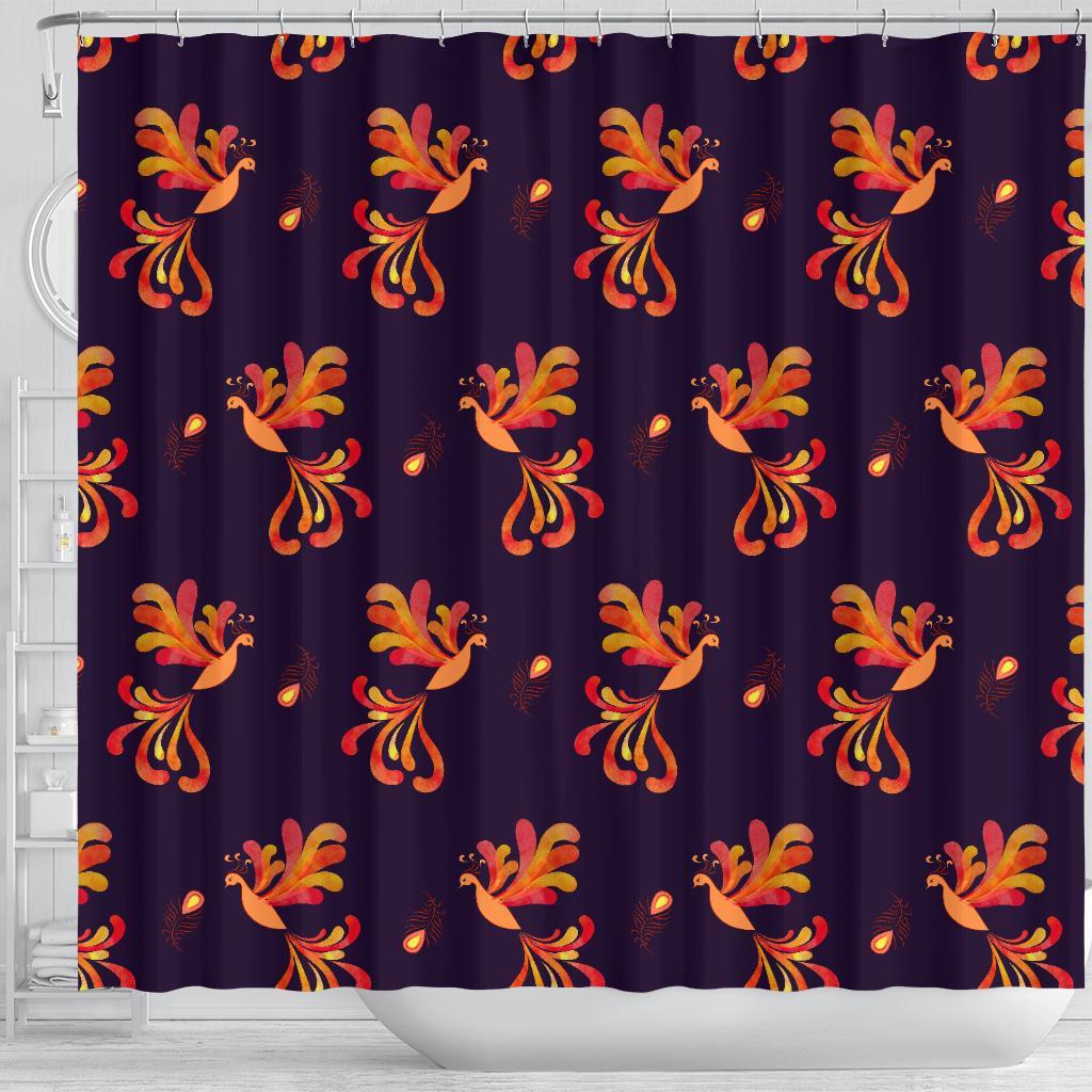 Phoenix Print Pattern Bathroom Shower Curtain-grizzshop