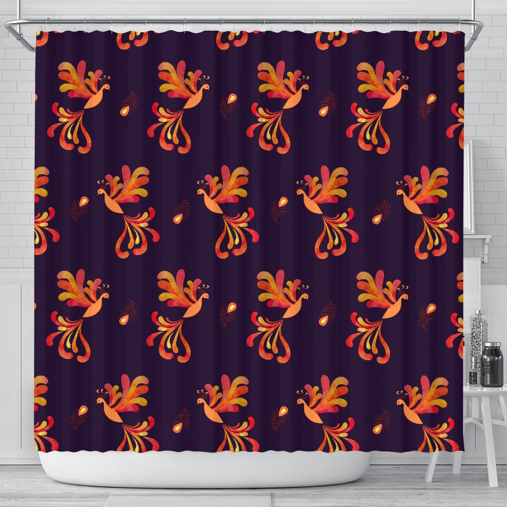 Phoenix Print Pattern Bathroom Shower Curtain-grizzshop