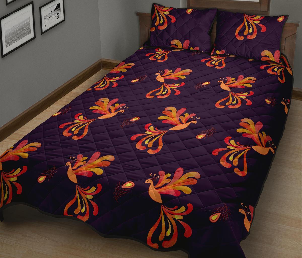 Phoenix Print Pattern Bed Set Quilt-grizzshop