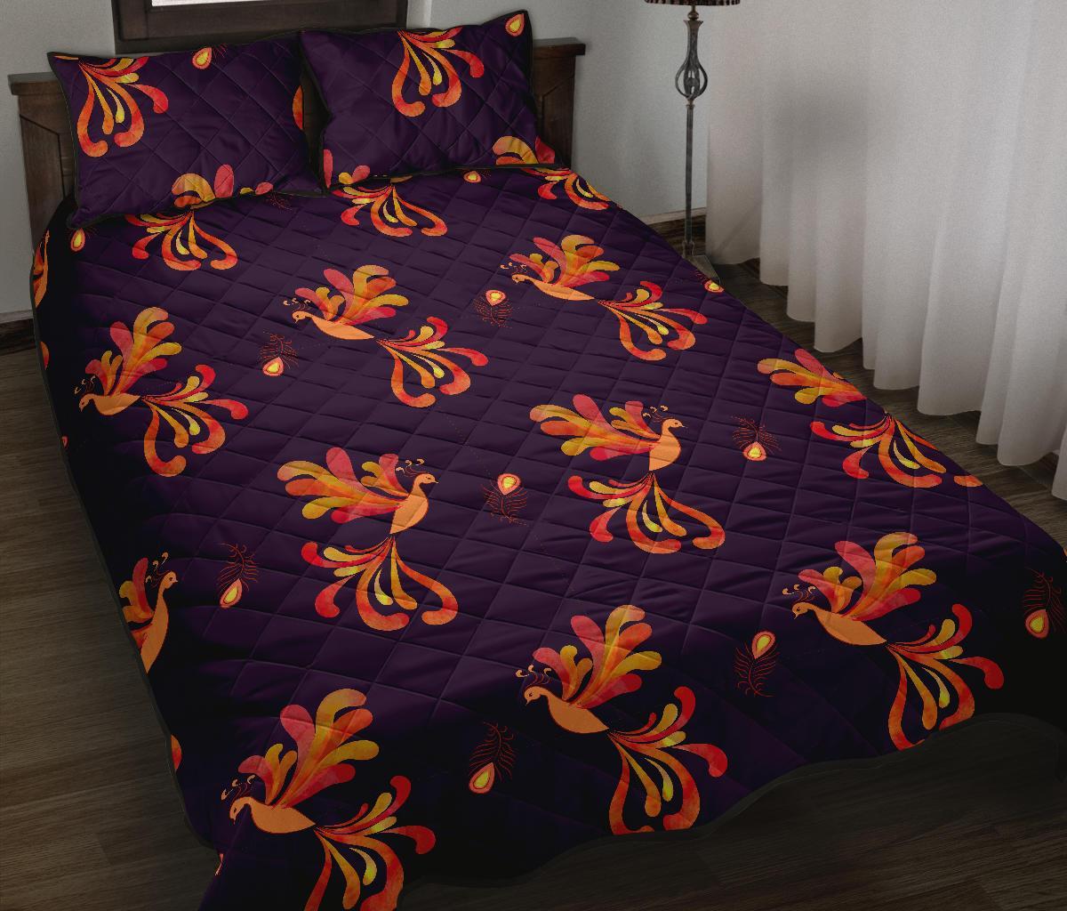 Phoenix Print Pattern Bed Set Quilt-grizzshop