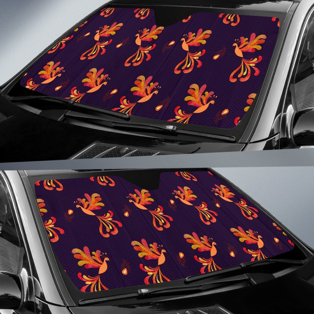 Phoenix Print Pattern Car Sun Shade-grizzshop