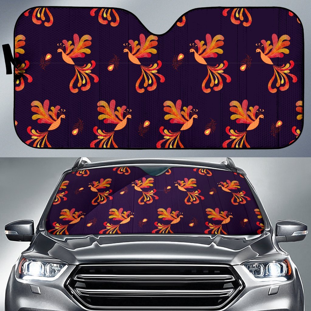 Phoenix Print Pattern Car Sun Shade-grizzshop