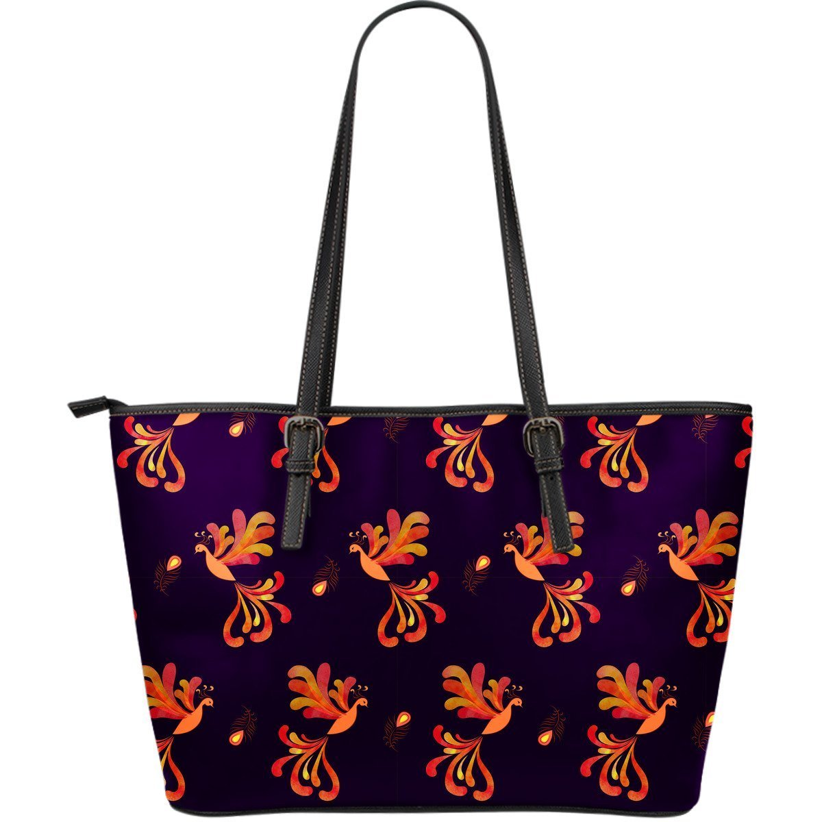 Phoenix Print Pattern Leather Tote Bag-grizzshop