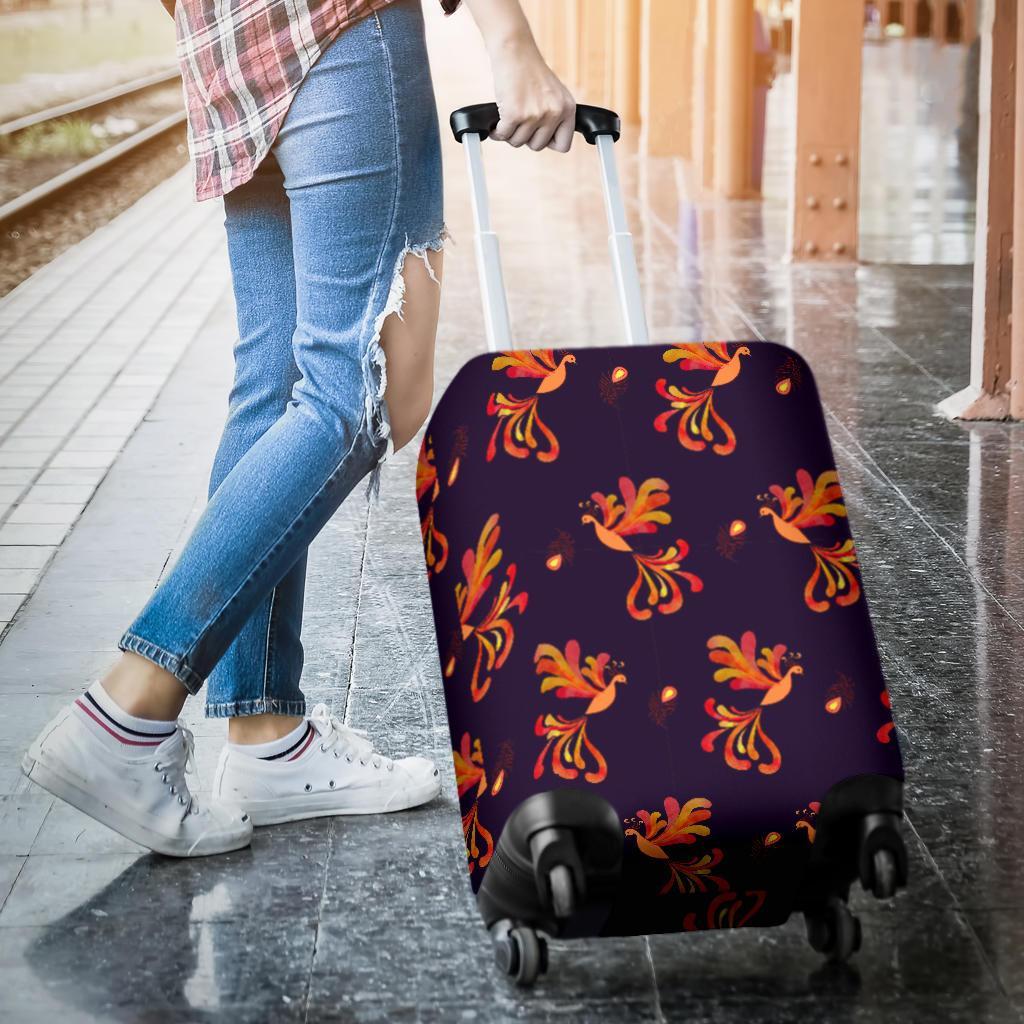 Phoenix Print Pattern Luggage Cover Protector-grizzshop