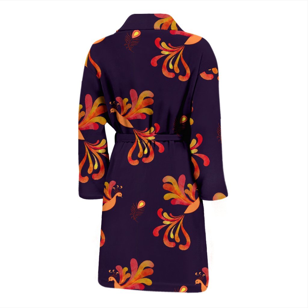 Phoenix Print Pattern Men Long Robe-grizzshop