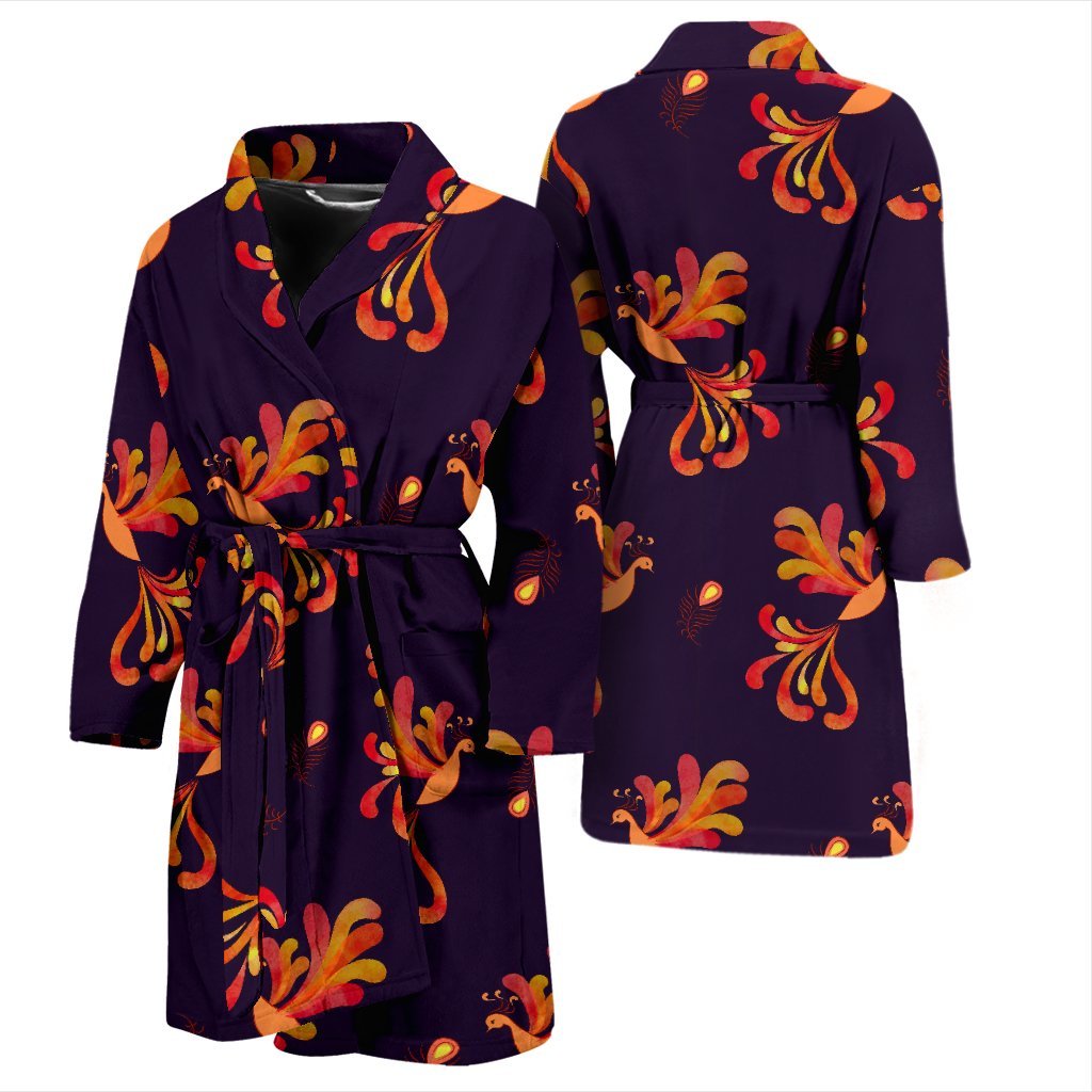 Phoenix Print Pattern Men Long Robe-grizzshop