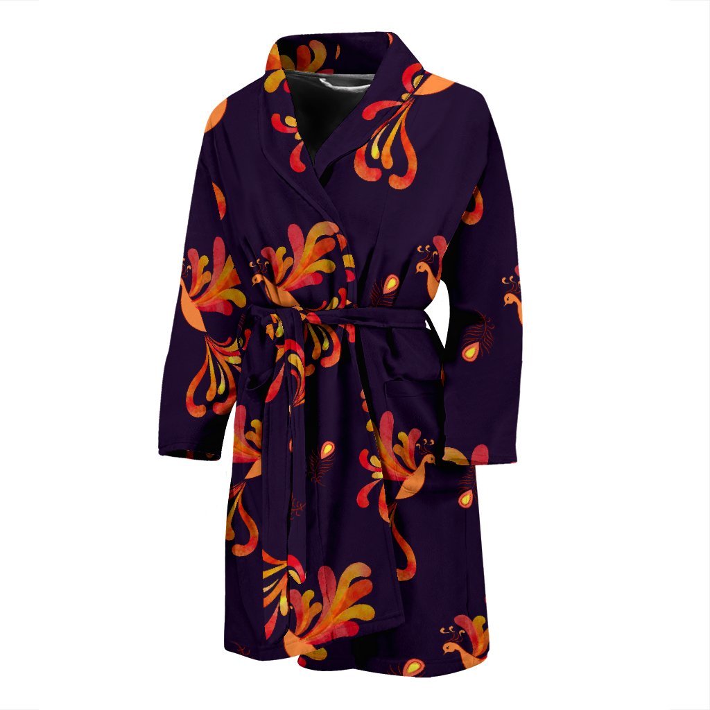 Phoenix Print Pattern Men Long Robe-grizzshop