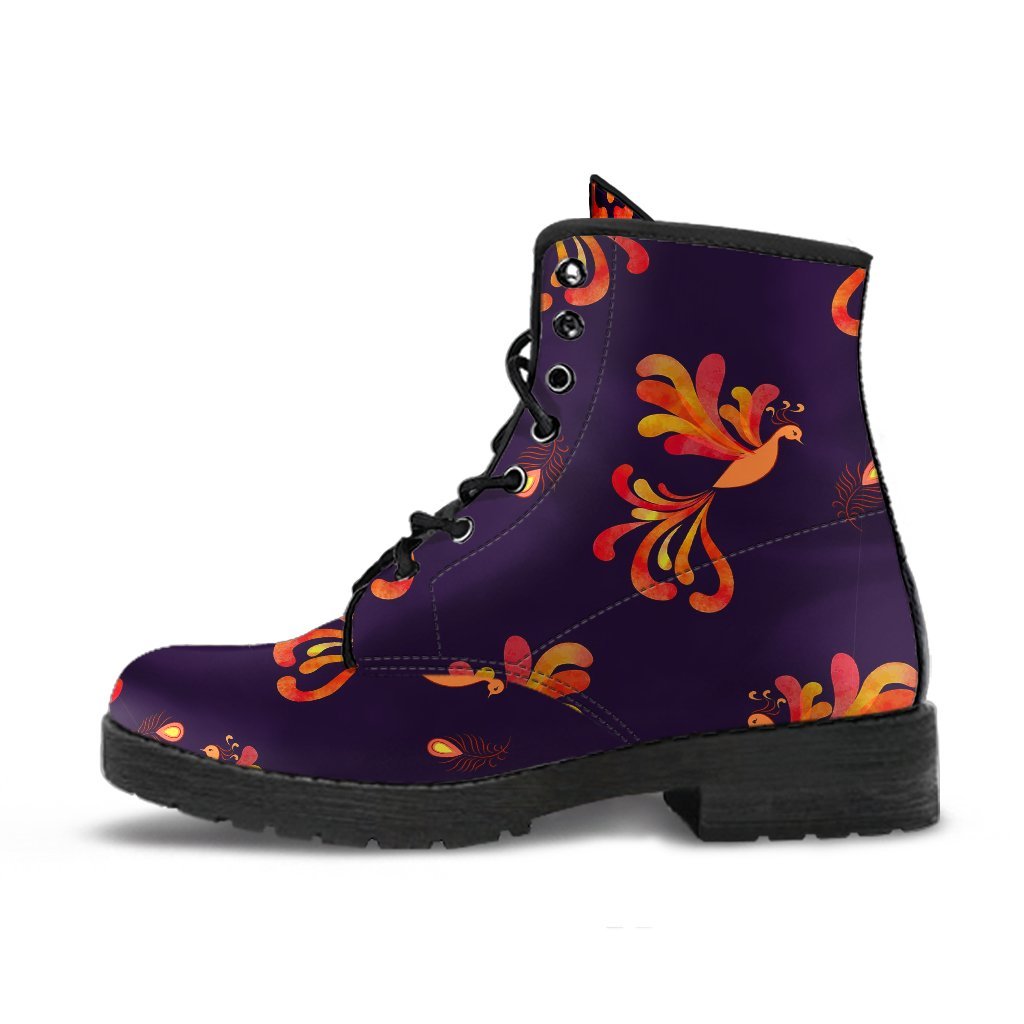 Phoenix Print Pattern Men Women Leather Boots-grizzshop